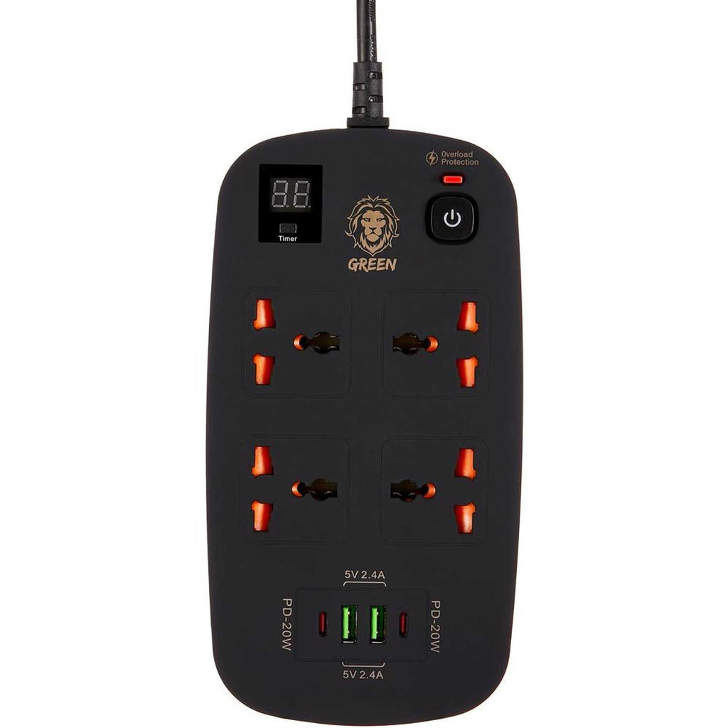 Green lion 4 AC 2 USB & 2 USB-C PD 40W Multiport Smart Power Socket 3500W (3M) Green lion 4 AC 2 USB & 2 USB-C PD 40W Multiport Smart Power Socket 3500W (3M)